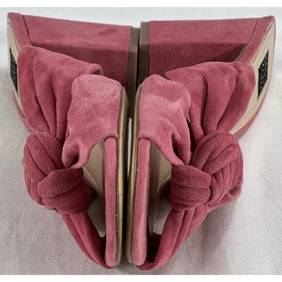 White House Black Market Knotted Bow Suede Mules Samon Shoes Sz7.5M Stunning - Picture 5 of 13